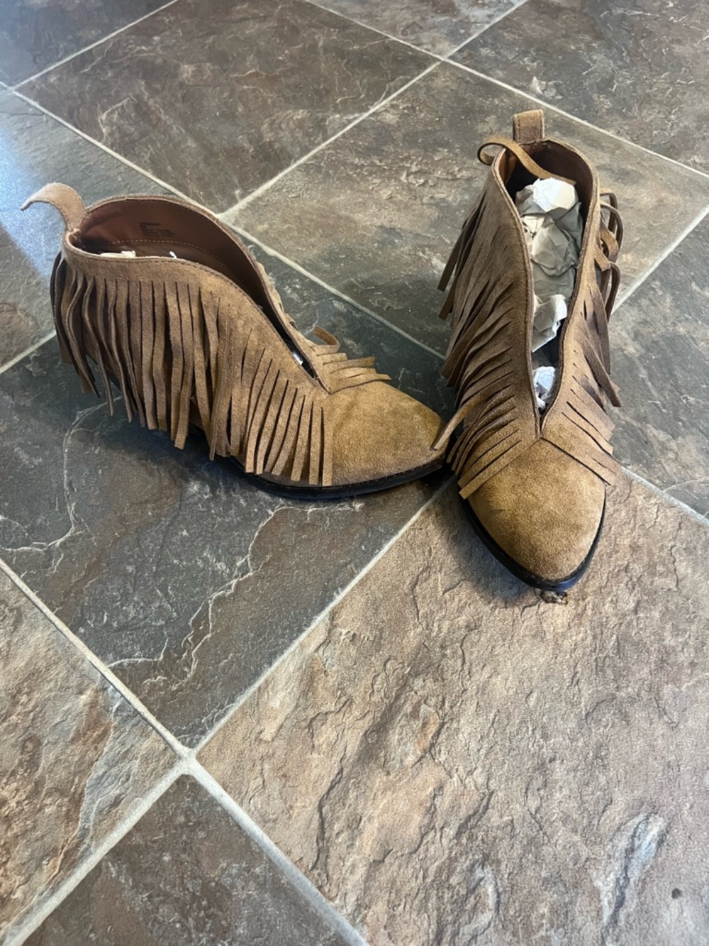 Coconuts by Matisse Tan Suede Fringe Ankle Boots